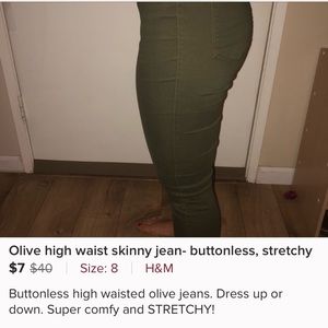 Olive high waist buttonless pants